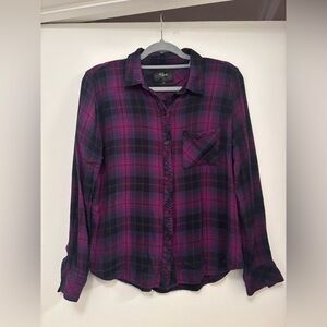 Rails purple/ blue/ pink Plaid Button-Up Shirt soft m